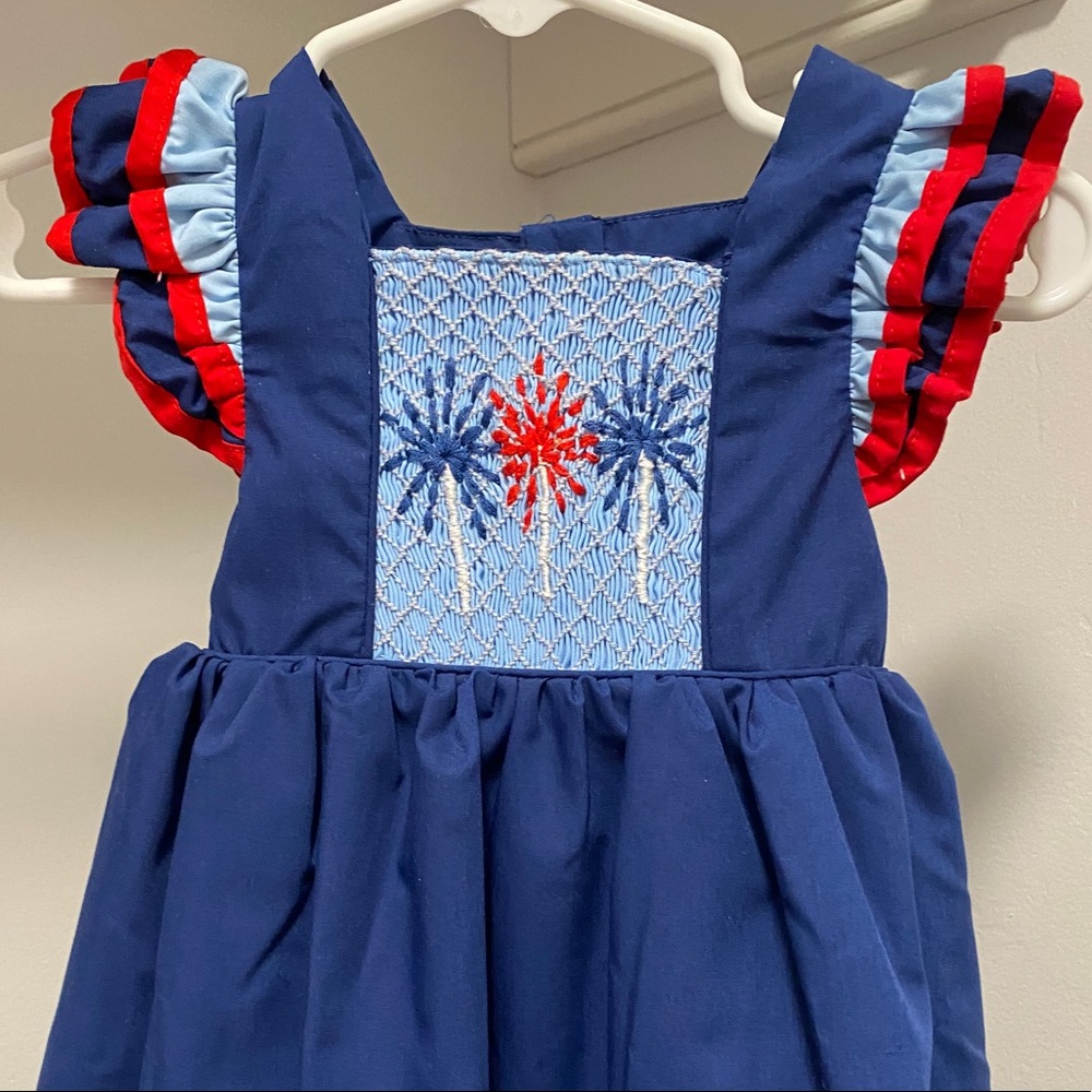 18m Boutique smocked fireworks dress